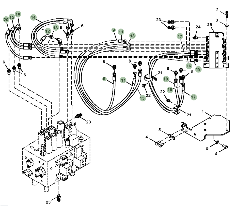 Hitachi ZX210LC-5G installation diagram showing hydraulic hose 4726130 at Pipe No. 9