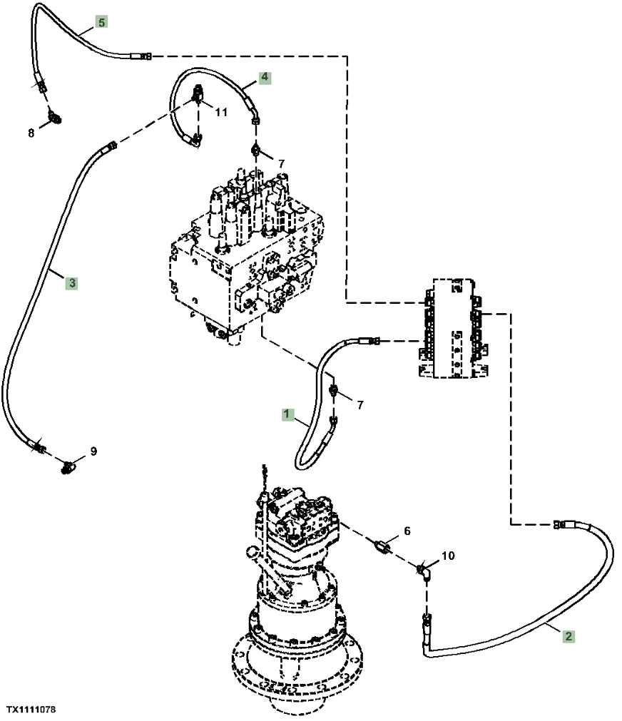 Hitachi ZX130-5G installation diagram showing hydraulic hose 4705861 at Pipe No. 3