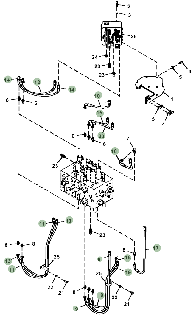Hitachi ZX250LC-6N installation diagram showing hydraulic hose 4630935 at Pipe No. 16