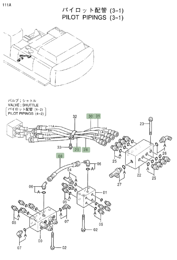 Hitachi EX550LC installation diagram showing hydraulic hose 4366749 at Pipe No. 29