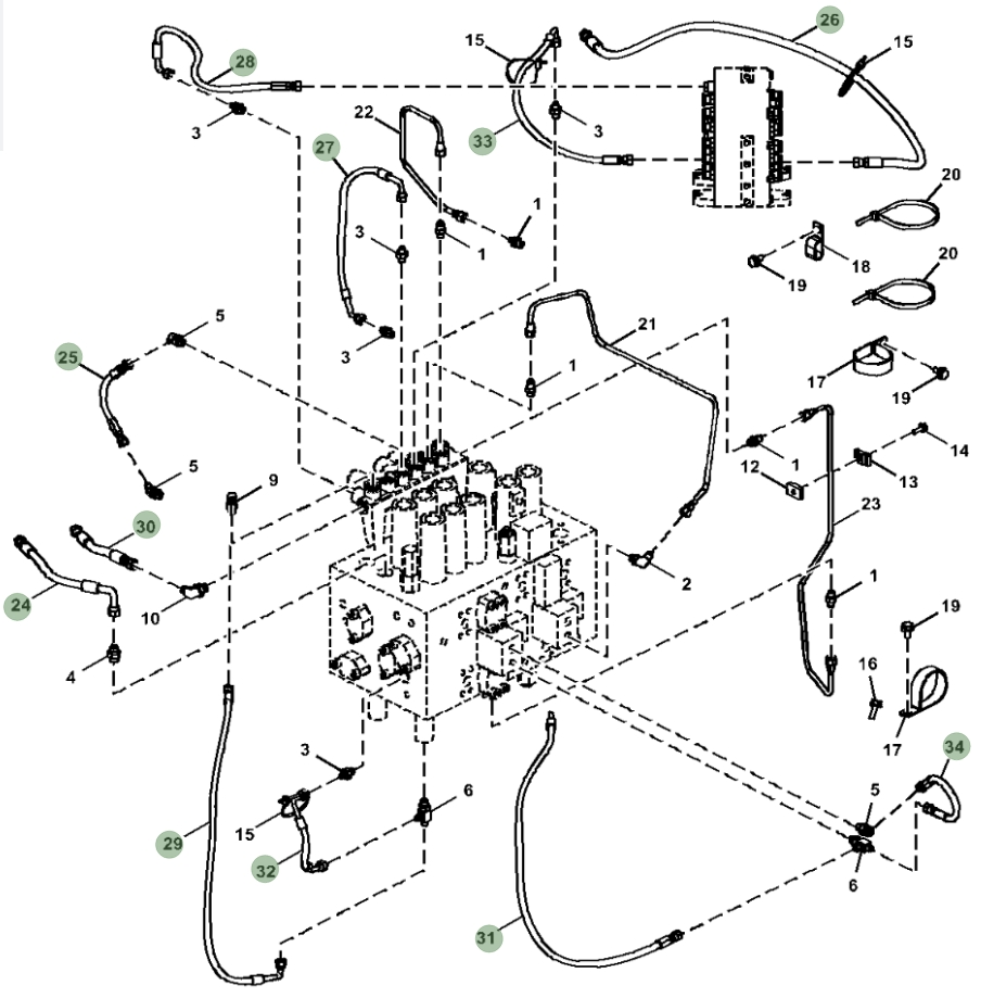 Hitachi ZX180LC-5N installation diagram showing hydraulic hose 4630946 at Pipe No. 29