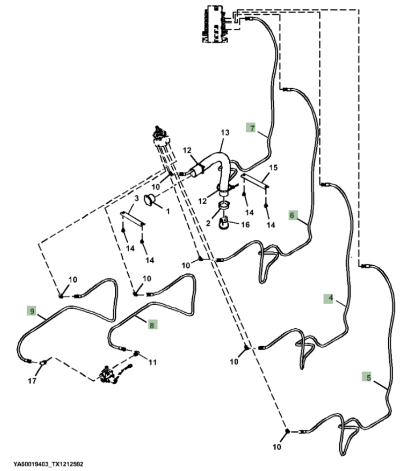 Hitachi ZX260F-LL-6N installation diagram showing hydraulic hose 4707581 at Pipe No. 8