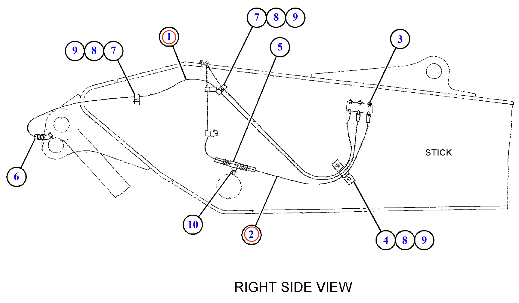 Caterpillar CAT®312B L installation diagram showing hydraulic hose 087-5891 at Pipe No. 2