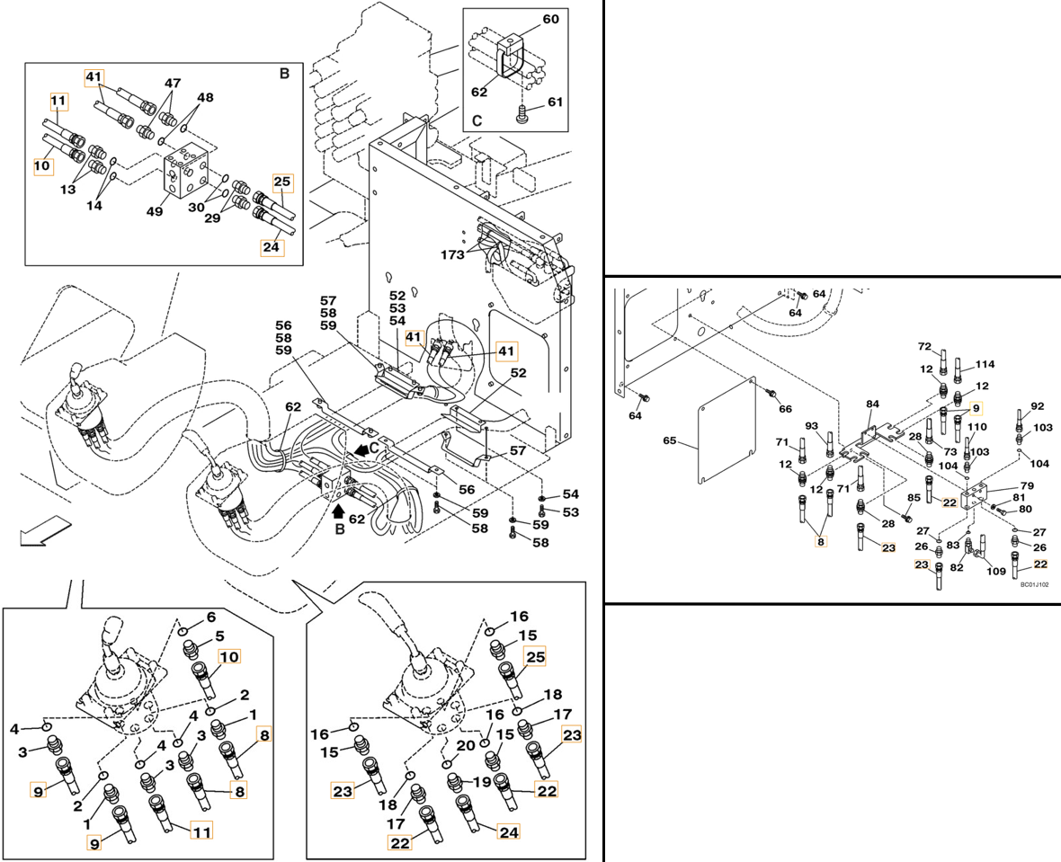 Case CX290 installation diagram showing hydraulic hose 159213A1 at Pipe No. 25