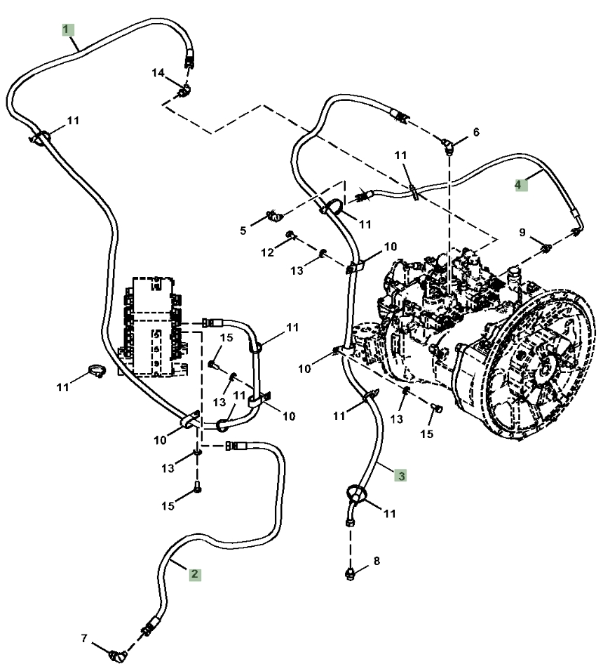 Hitachi ZX210LC-6N installation diagram showing hydraulic hose 4715840 at Pipe No. 3