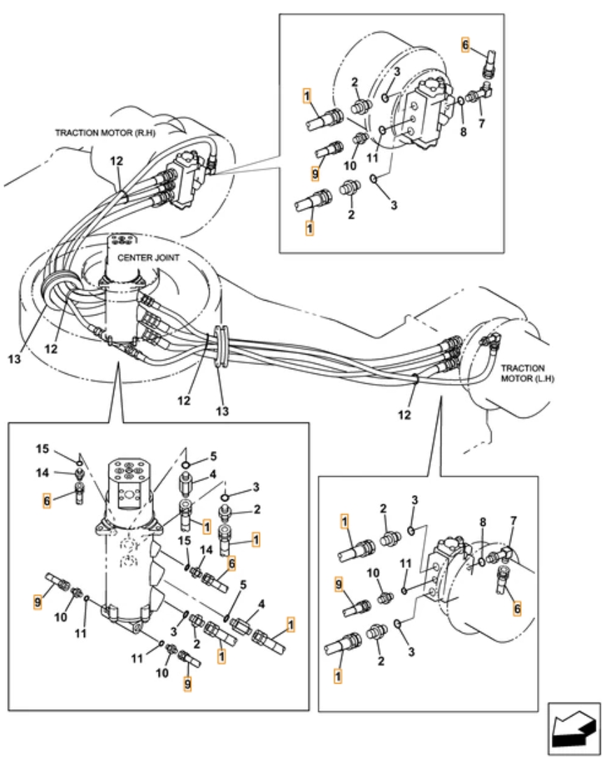 Case CX380C LC installation diagram showing hydraulic hose KSA11830 at Pipe No. 1