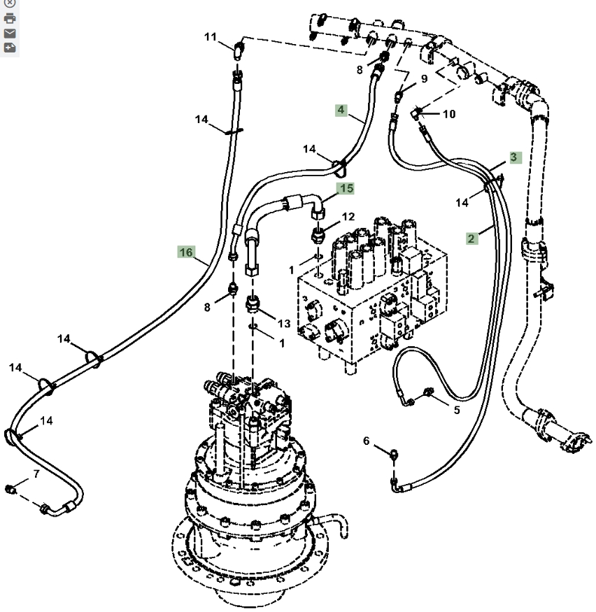 Hitachi ZX370FLC-LL-6N installation diagram showing hydraulic hose 4668866 at Pipe No. 3