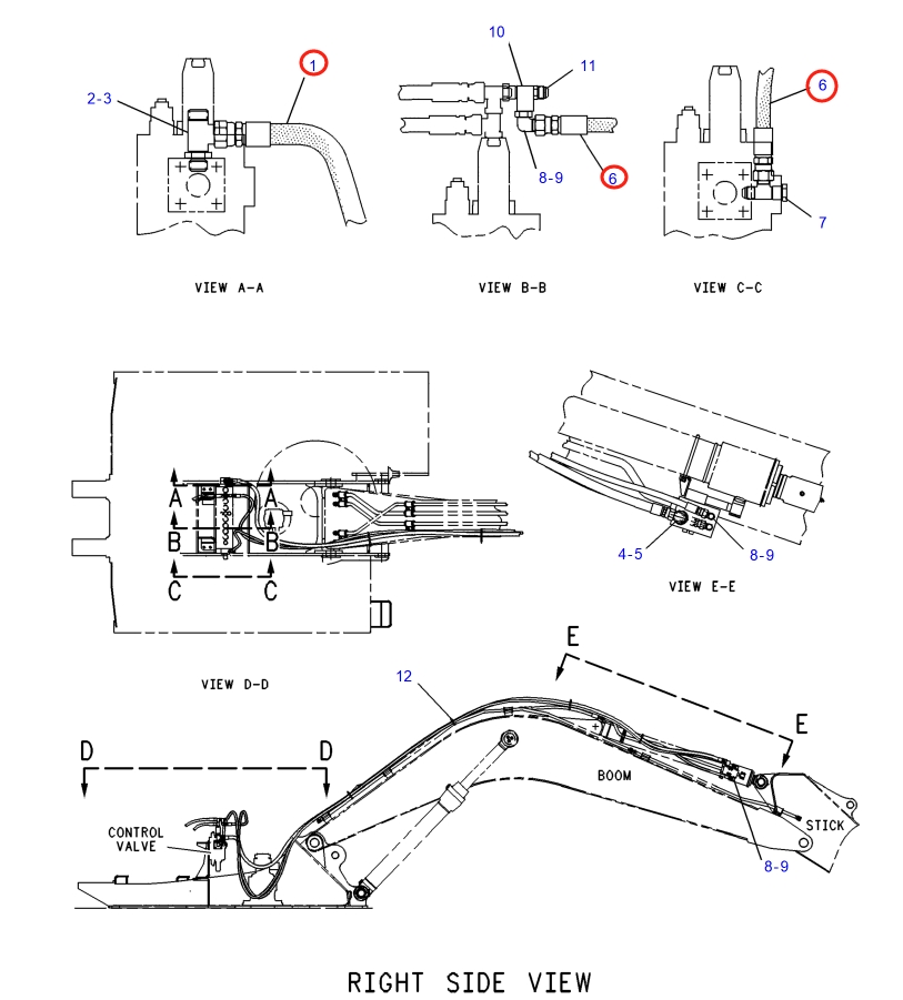 Caterpillar CAT®317 N installation diagram showing hydraulic hose 121-3148 at Pipe No. 1