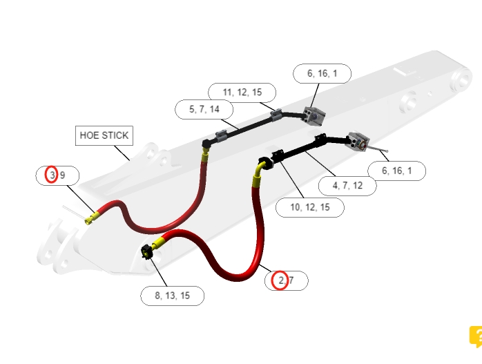 Caterpillar CAT®316F L installation diagram showing hydraulic hose 4I-5556 at Pipe No. 3