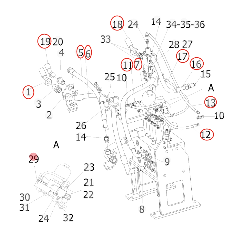 Sunward SWE155F installation diagram showing hydraulic hose 730502001142 at Pipe No. 11