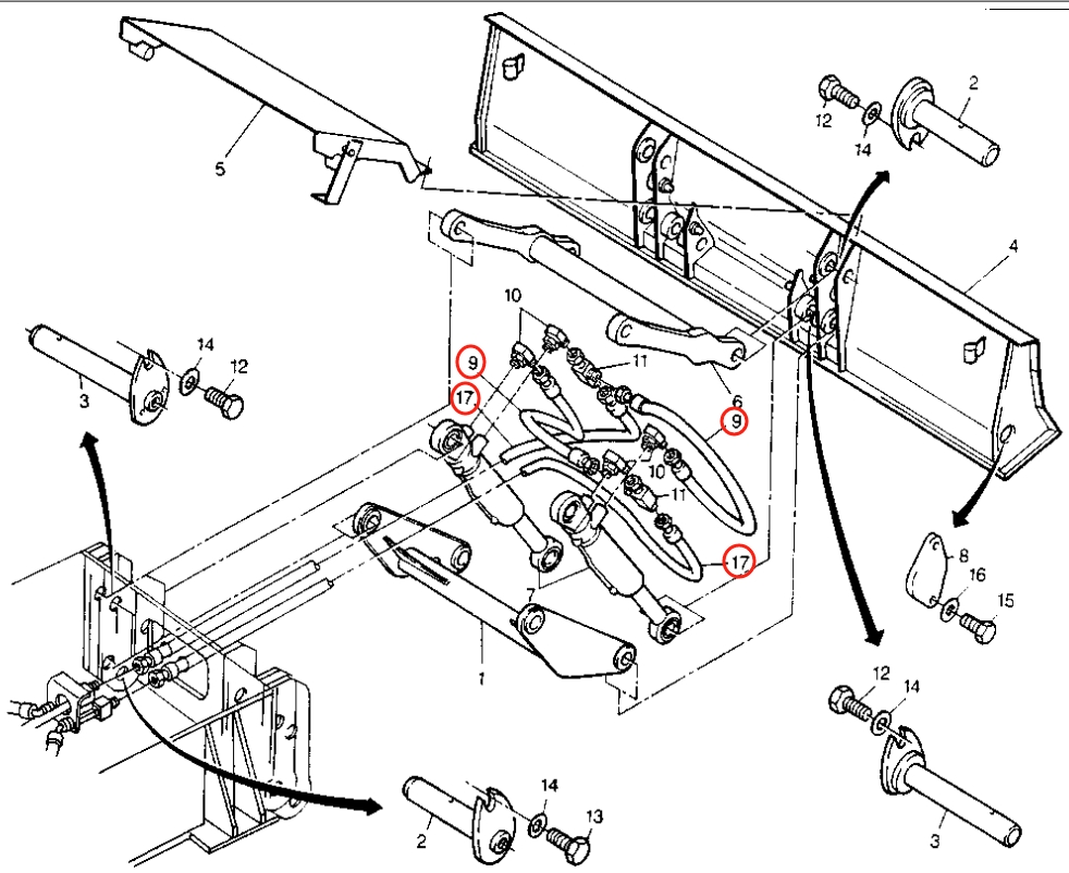 Caterpillar CAT®206B installation diagram showing hydraulic hose 8U-4534 at Pipe No. 9