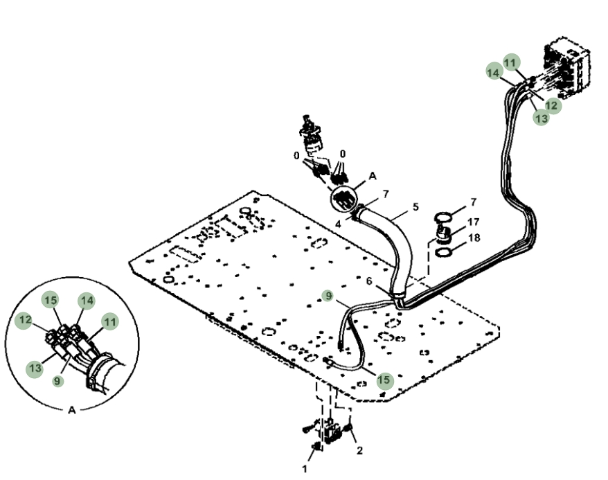 Hitachi ZX190W-5N installation diagram showing hydraulic hose 4635260 at Pipe No. 14