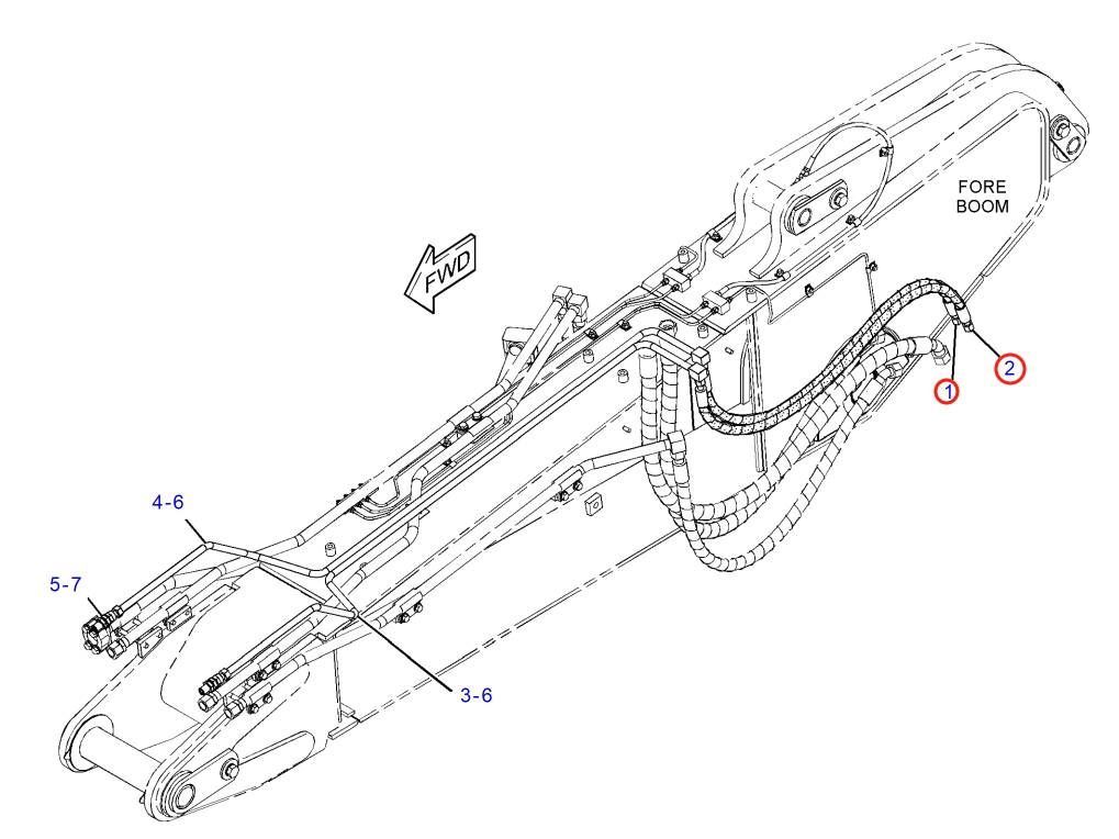Caterpillar CAT®316F L installation diagram showing hydraulic hose 371-0139 at Pipe No. 1