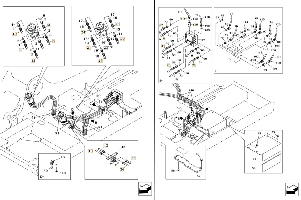 Case CX160C installation diagram showing hydraulic hose 159211A1 at Pipe No. 9