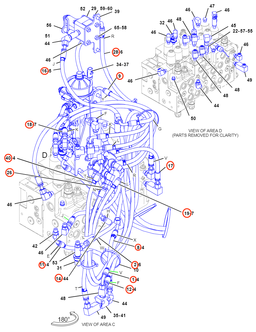 Caterpillar CAT®314F CR installation diagram showing hydraulic hose 087-5761 at Pipe No. 16