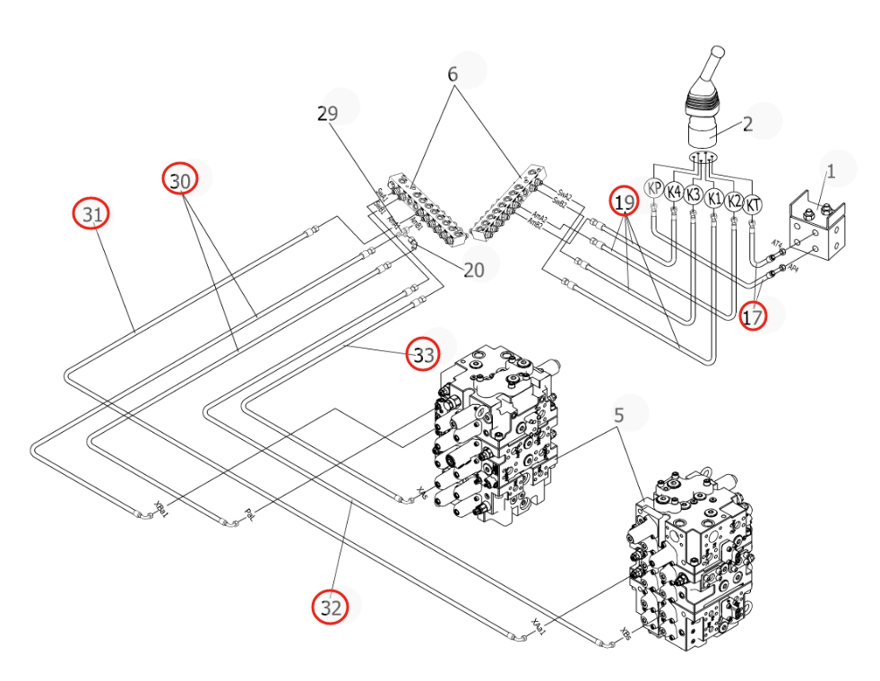 Sunward SWE750F installation diagram showing hydraulic hose 730502001141 at Pipe No. 19