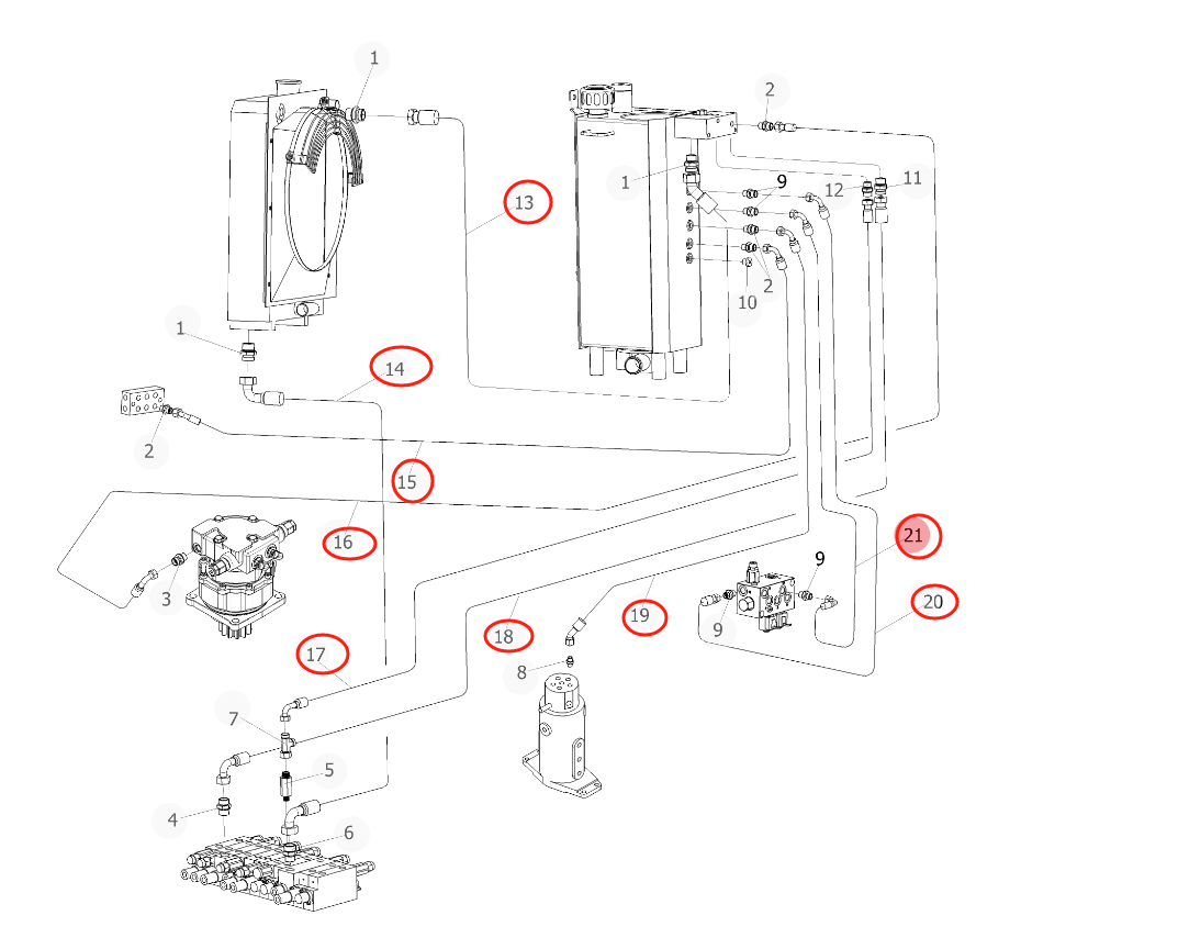 Sunward SWE18UF installation diagram showing hydraulic hose 730502001094 at Pipe No. 16