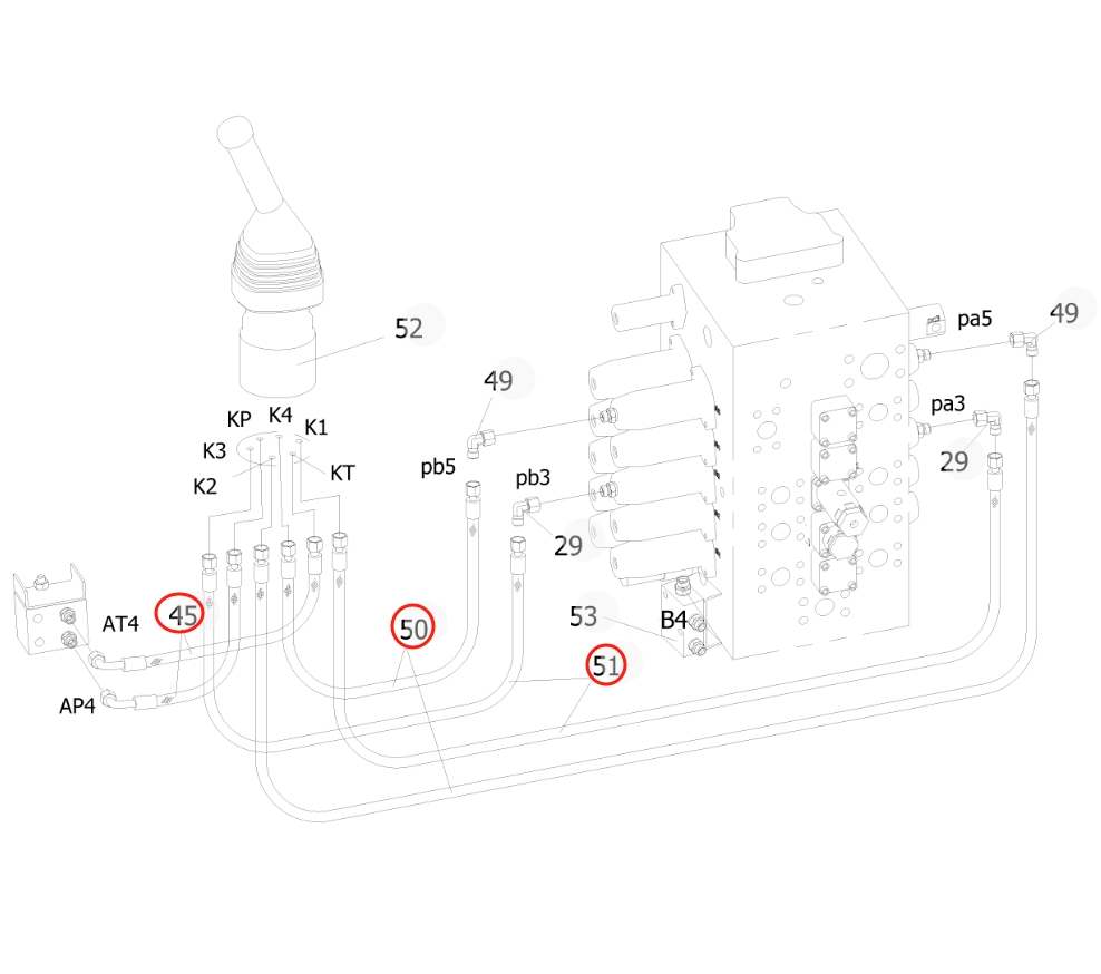 Sunward SWE225E-3H installation diagram showing hydraulic hose 730502002435 at Pipe No. 45