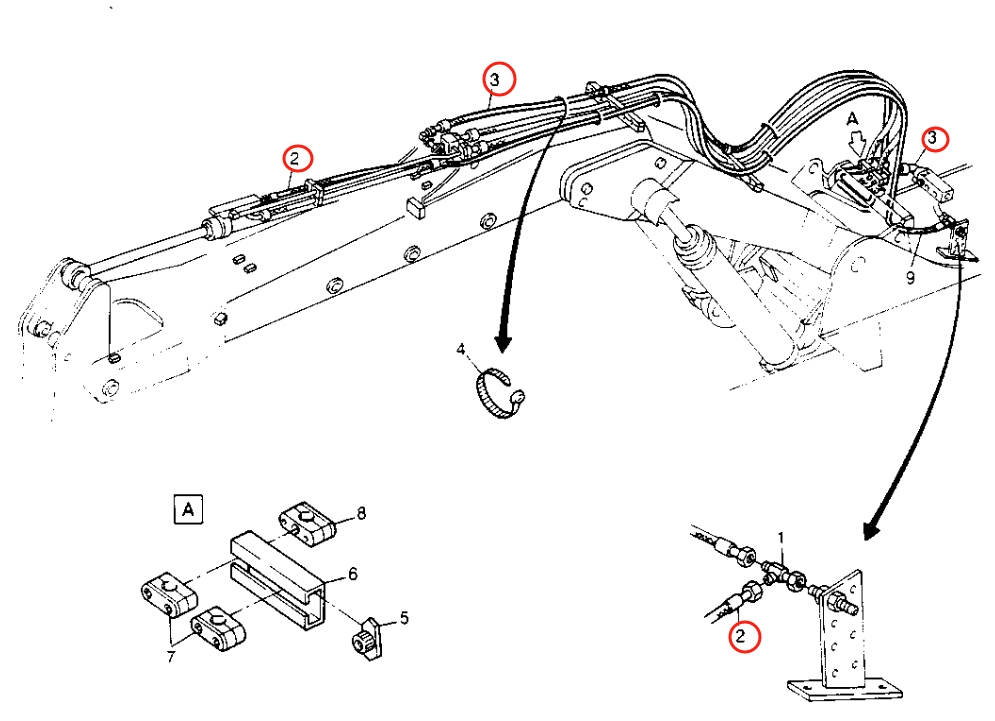 Caterpillar CAT®214B FT installation diagram showing hydraulic hose 8U-2664 at Pipe No. 2