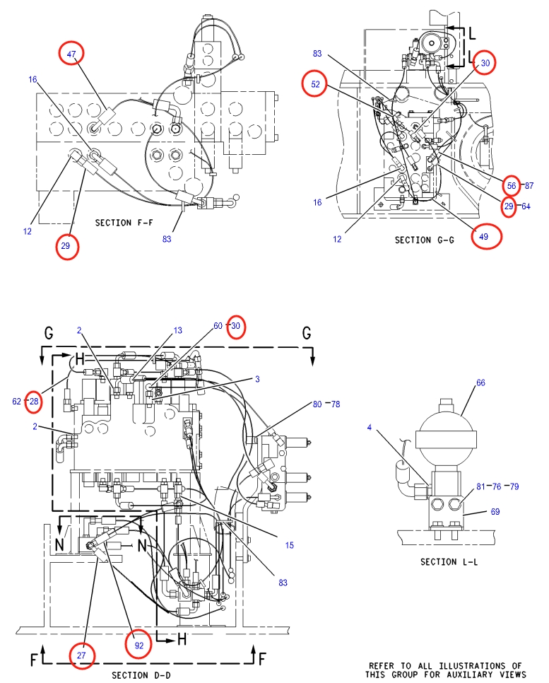 Caterpillar CAT®315C installation diagram showing hydraulic hose 115-3667 at Pipe No. 28
