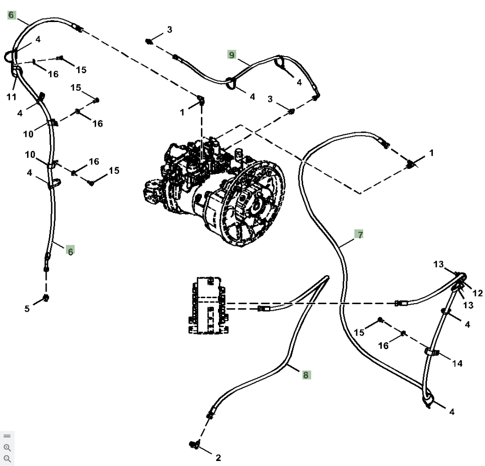 Hitachi ZX250LC-6N installation diagram showing hydraulic hose FF532286 at Pipe No. 7