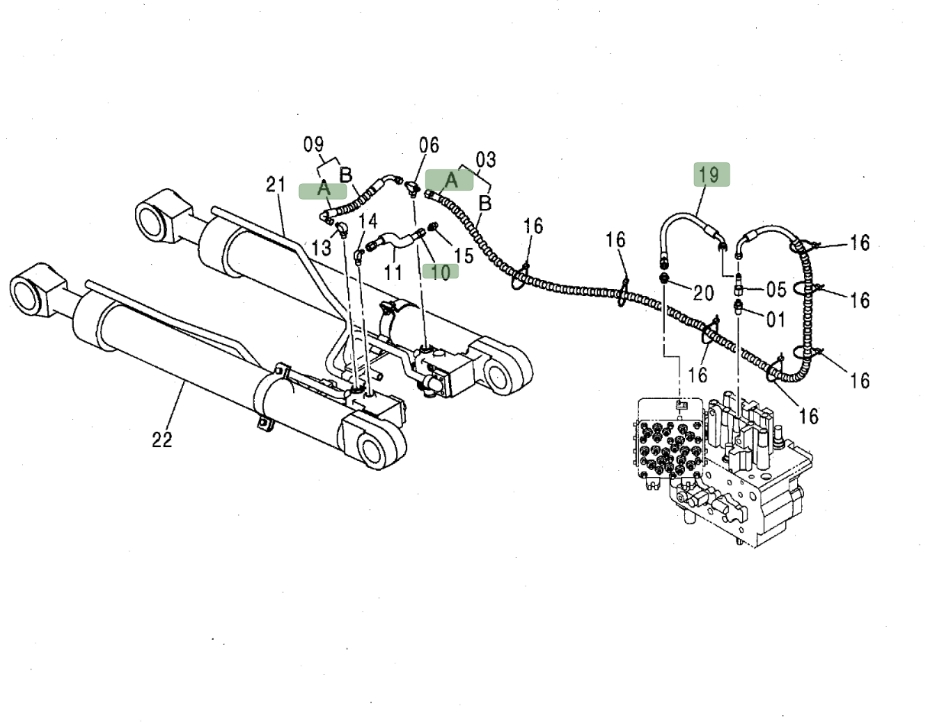 Hitachi ZX120 installation diagram showing hydraulic hose 4436269 at Pipe No. 9A