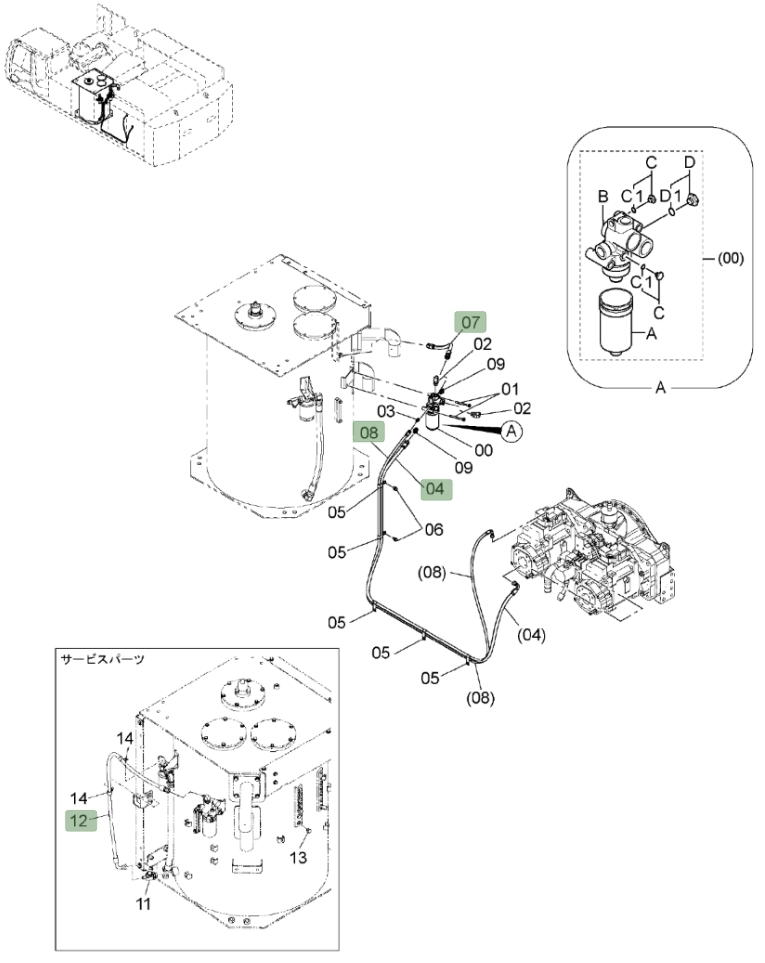 Hitachi ZX850LC-3 installation diagram showing hydraulic hose 4332943 at Pipe No. 12