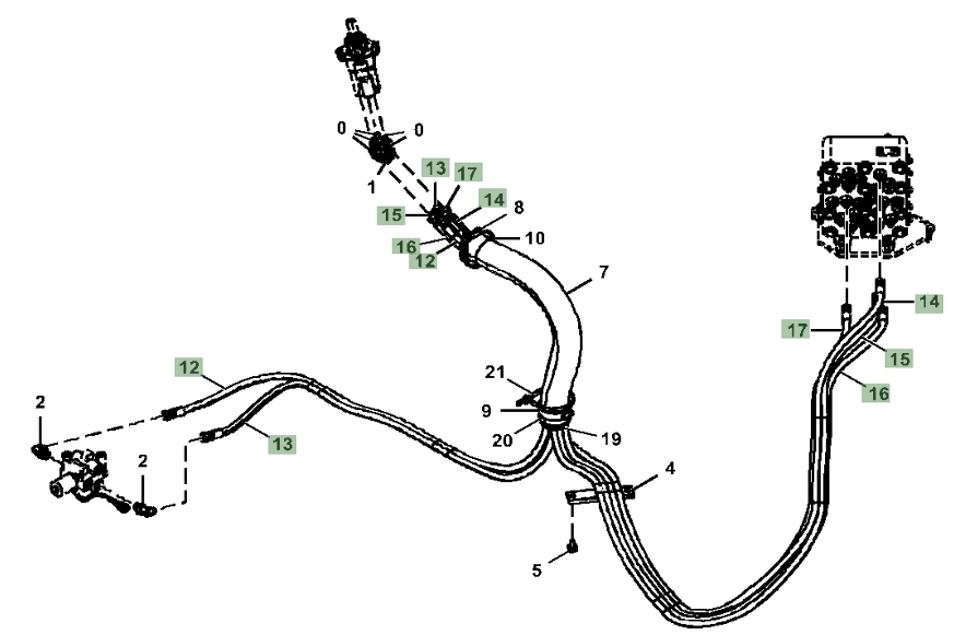 Hitachi ZX160LC-5N installation diagram showing hydraulic hose 4450441 at Pipe No. 16