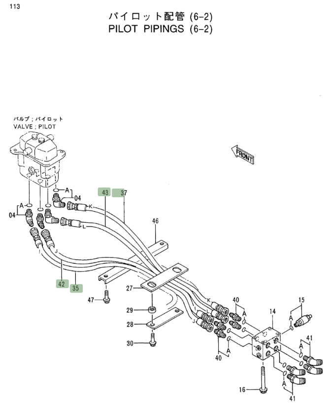 Hitachi EX400LC-3C installation diagram showing hydraulic hose 4366790 at Pipe No. 37