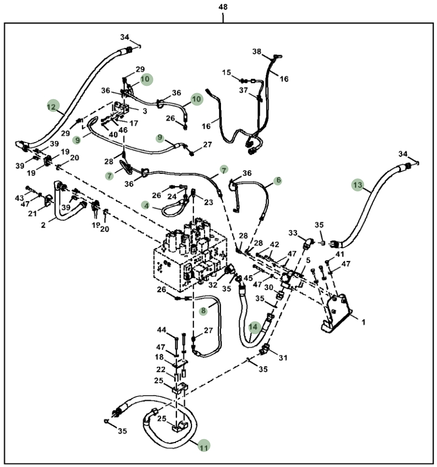 Hitachi ZX180LC-5G installation diagram showing hydraulic hose 4453063 at Pipe No. 4
