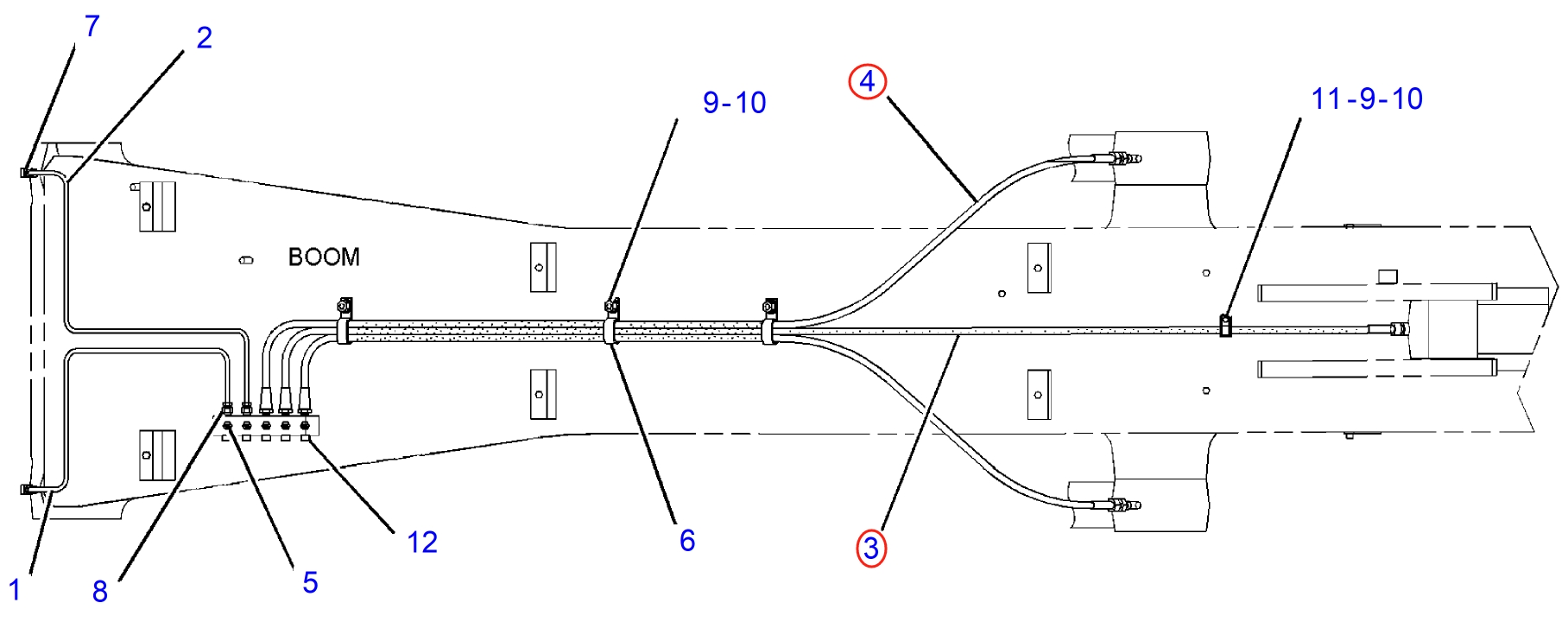 Caterpillar CAT®311C installation diagram showing hydraulic hose 123-5349 at Pipe No. 3