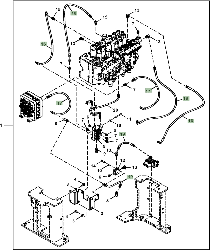 Hitachi ZX245USLC-6N installation diagram showing hydraulic hose 4656809 at Pipe No. 19