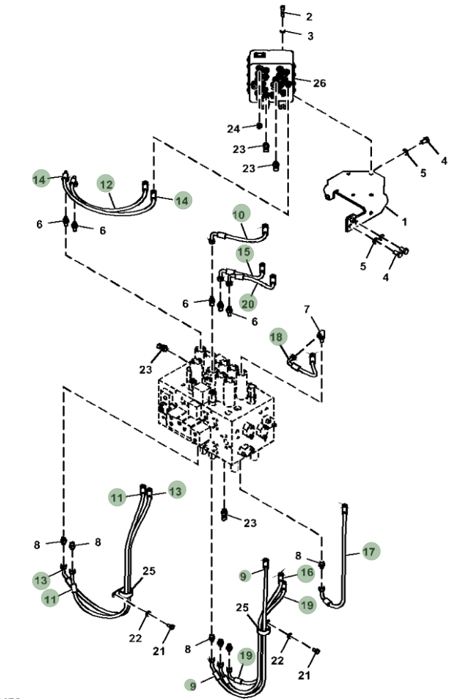 Hitachi ZX210LC-6N installation diagram showing hydraulic hose 4630935 at Pipe No. 16
