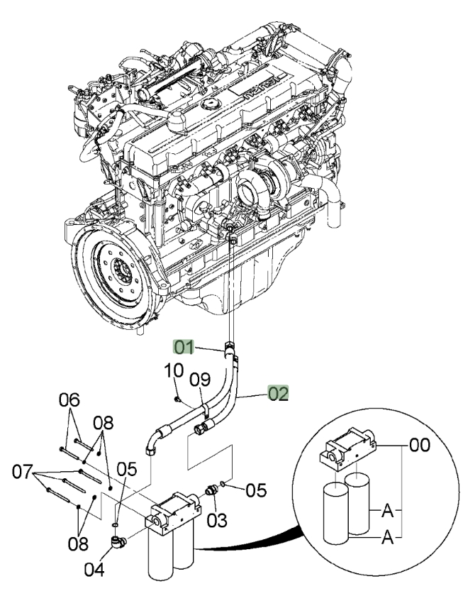 Hitachi ZX450LC-3 installation diagram showing hydraulic hose 4633974 at Pipe No. 2