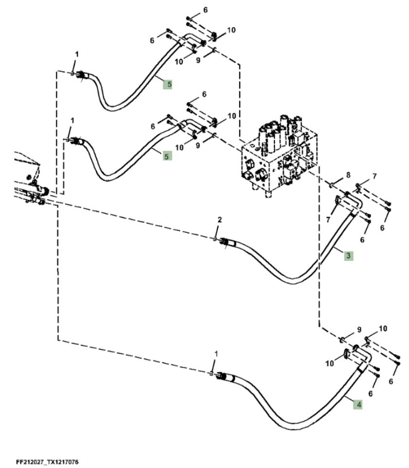 Hitachi ZX210FLC-FE-6N installation diagram showing hydraulic hose 9263974 at Pipe No. 3