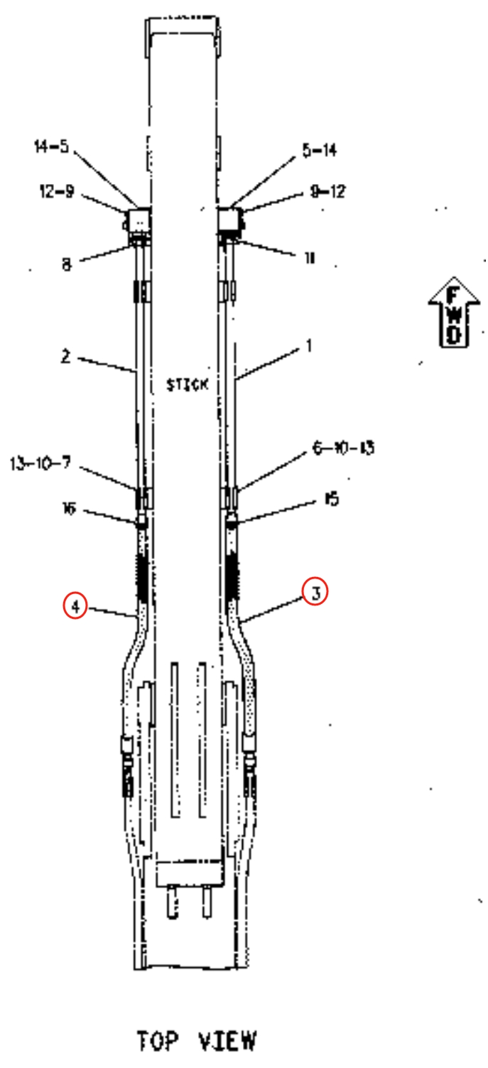 Caterpillar CAT®315B L installation diagram showing hydraulic hose 7Y-5691 at Pipe No. 3