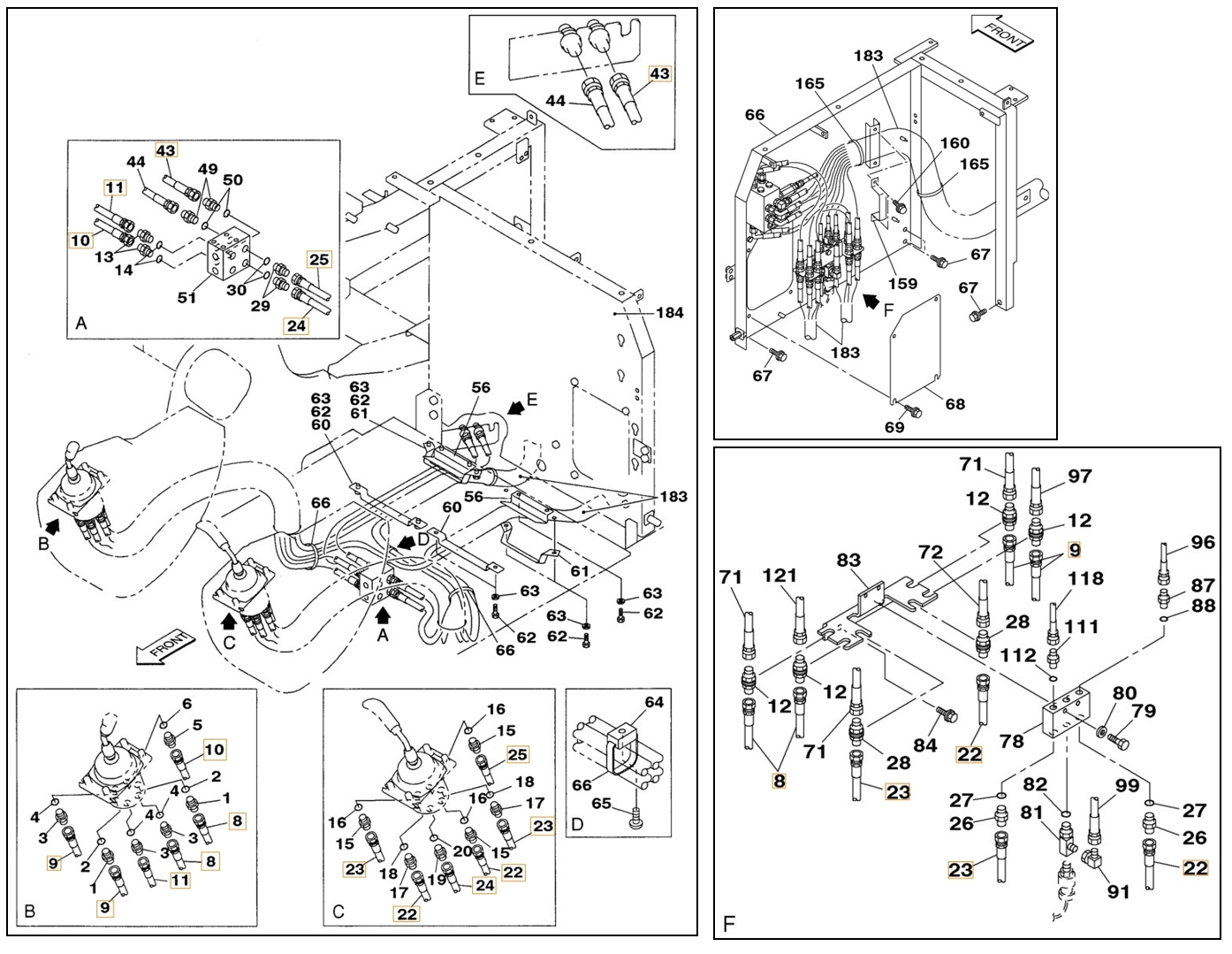Case CX180 installation diagram showing hydraulic hose KRJ4336 at Pipe No. 8