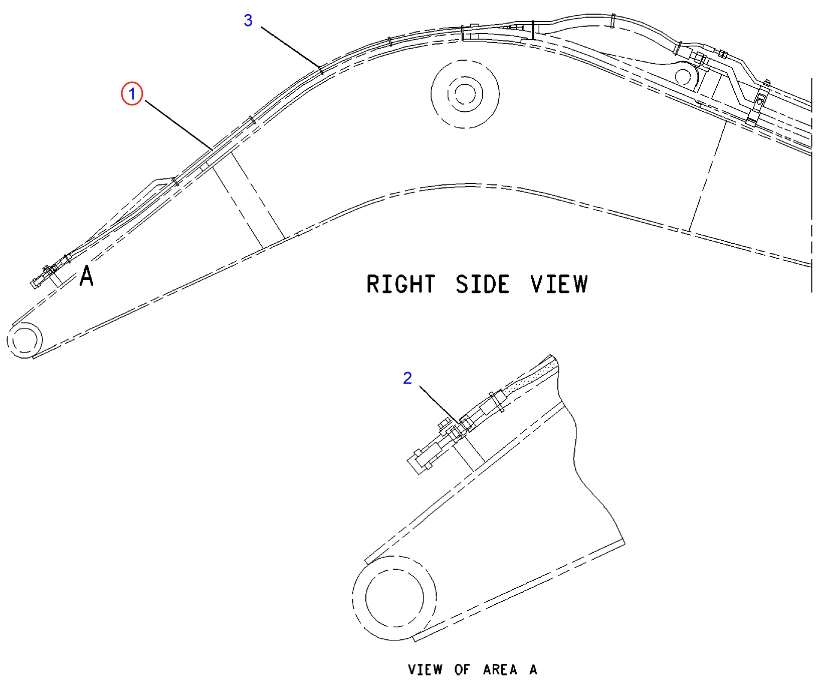 Caterpillar CAT®312C L installation diagram showing hydraulic hose 113-6738 at Pipe No. 1