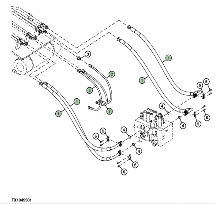 Hitachi ZXS370F-3 installation diagram showing hydraulic hose 9263974 at Pipe No. 1