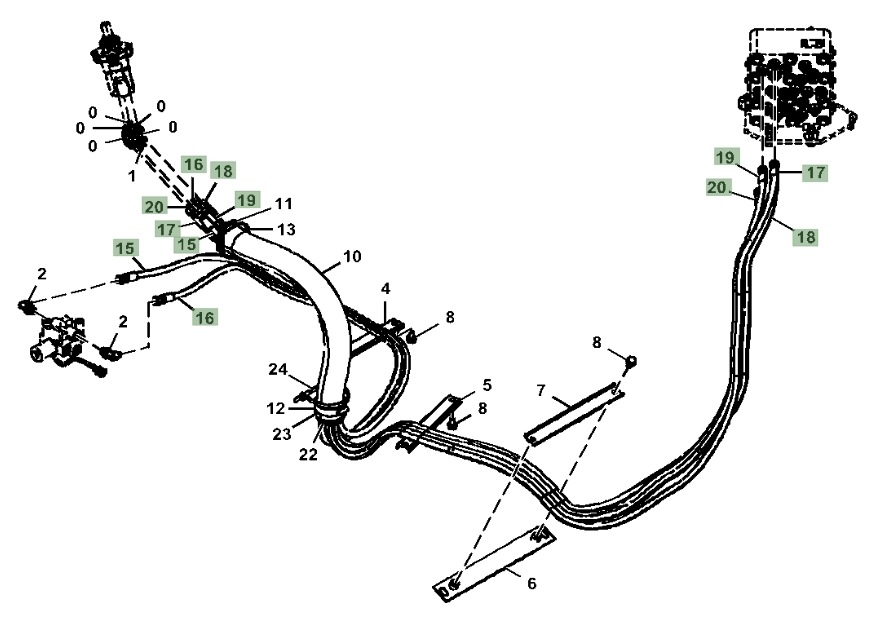 Hitachi ZX160LC-6N installation diagram showing hydraulic hose 4461268 at Pipe No. 19