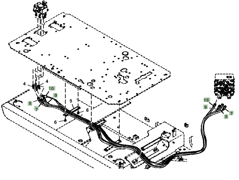 Hitachi ZX290LC-5N installation diagram showing hydraulic hose 4655171 at Pipe No. 7