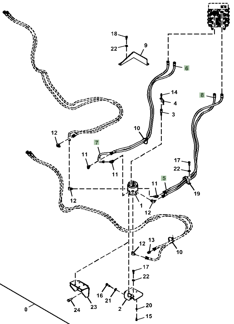 Hitachi ZX250LC-6N installation diagram showing hydraulic hose 4663083 at Pipe No. 7