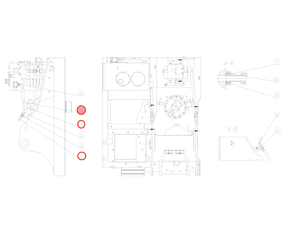 Sunward SWE215E installation diagram showing hydraulic hose 730503002091 at Pipe No. 5
