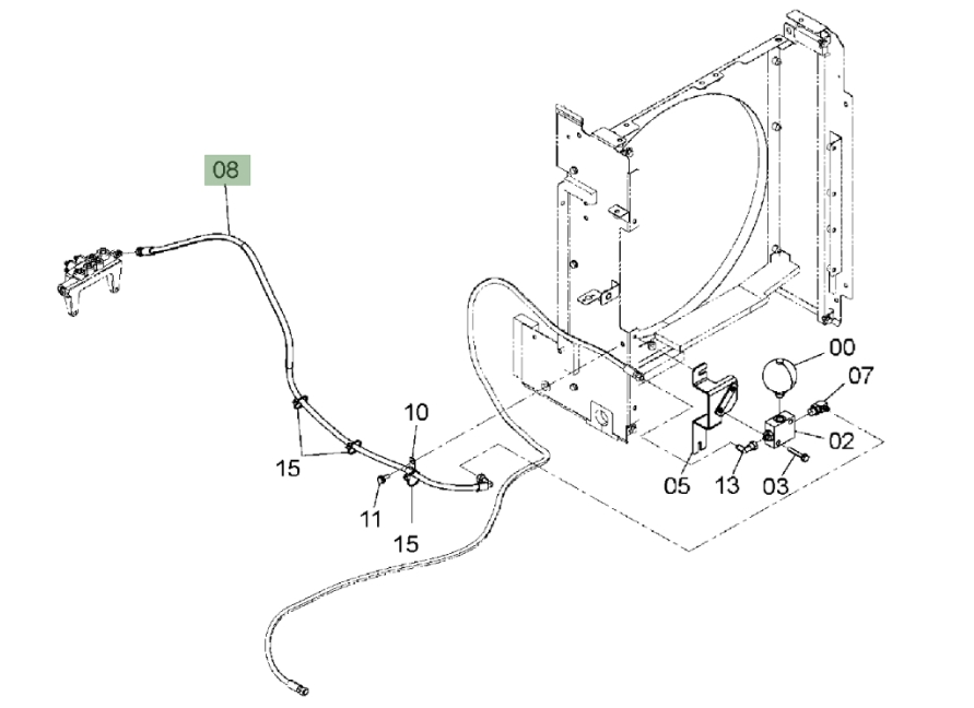 Hitachi ZX120-3 installation diagram showing hydraulic hose 4639567 at Pipe No. 8A