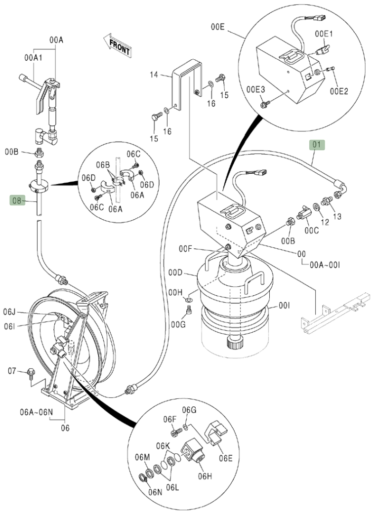 Hitachi ZX600LC installation diagram showing hydraulic hose 4353626 at Pipe No. 8