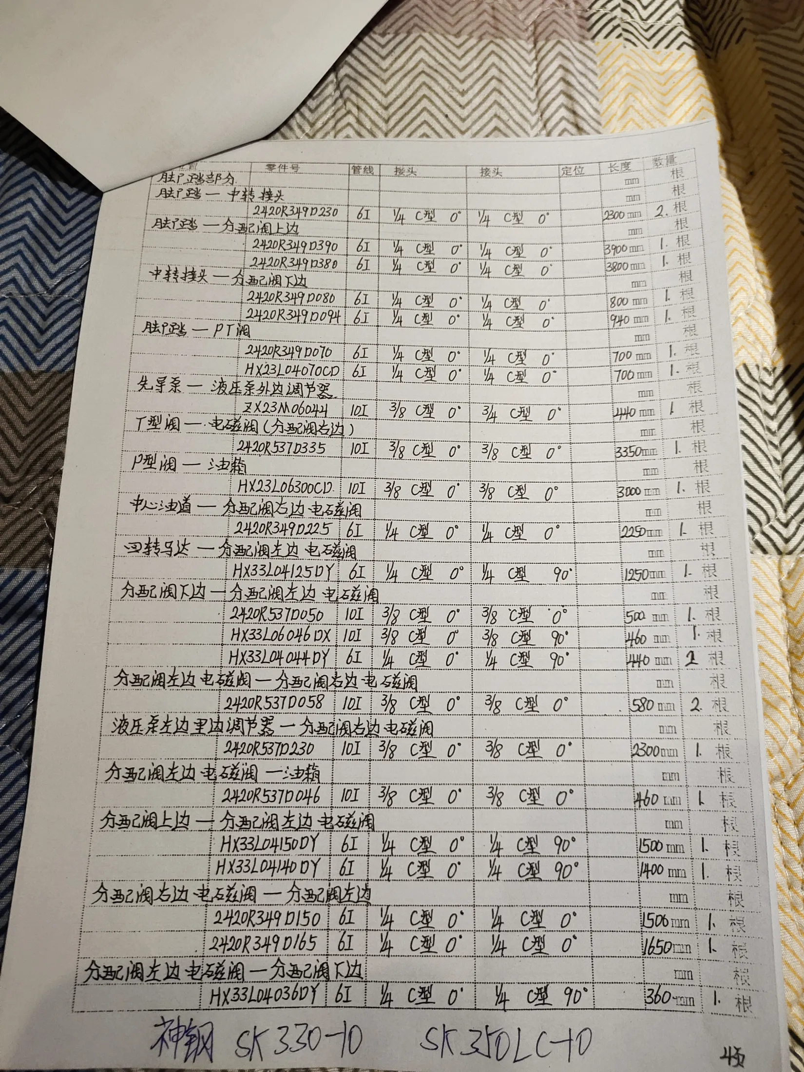 车间神钢SK330-10测量，部件2420R349D080，800毫米