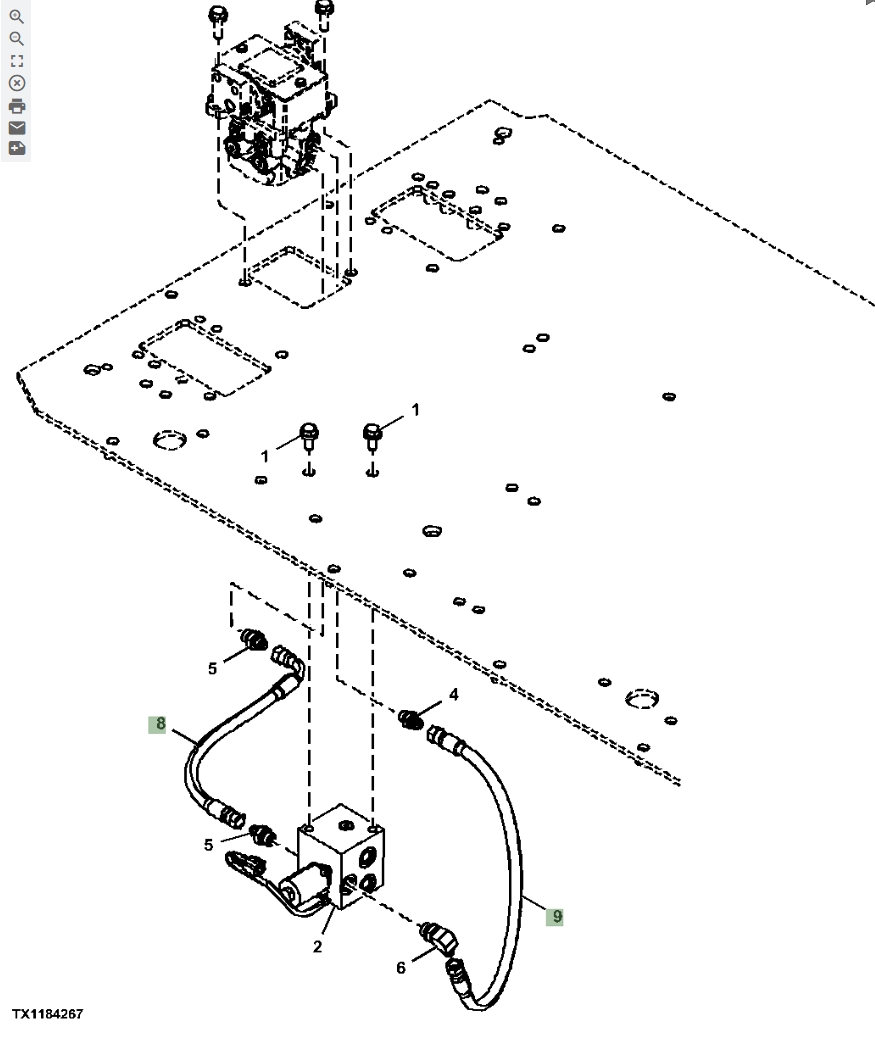 Hitachi ZX670LC-6 installation diagram showing hydraulic hose 4709482 at Pipe No. 9