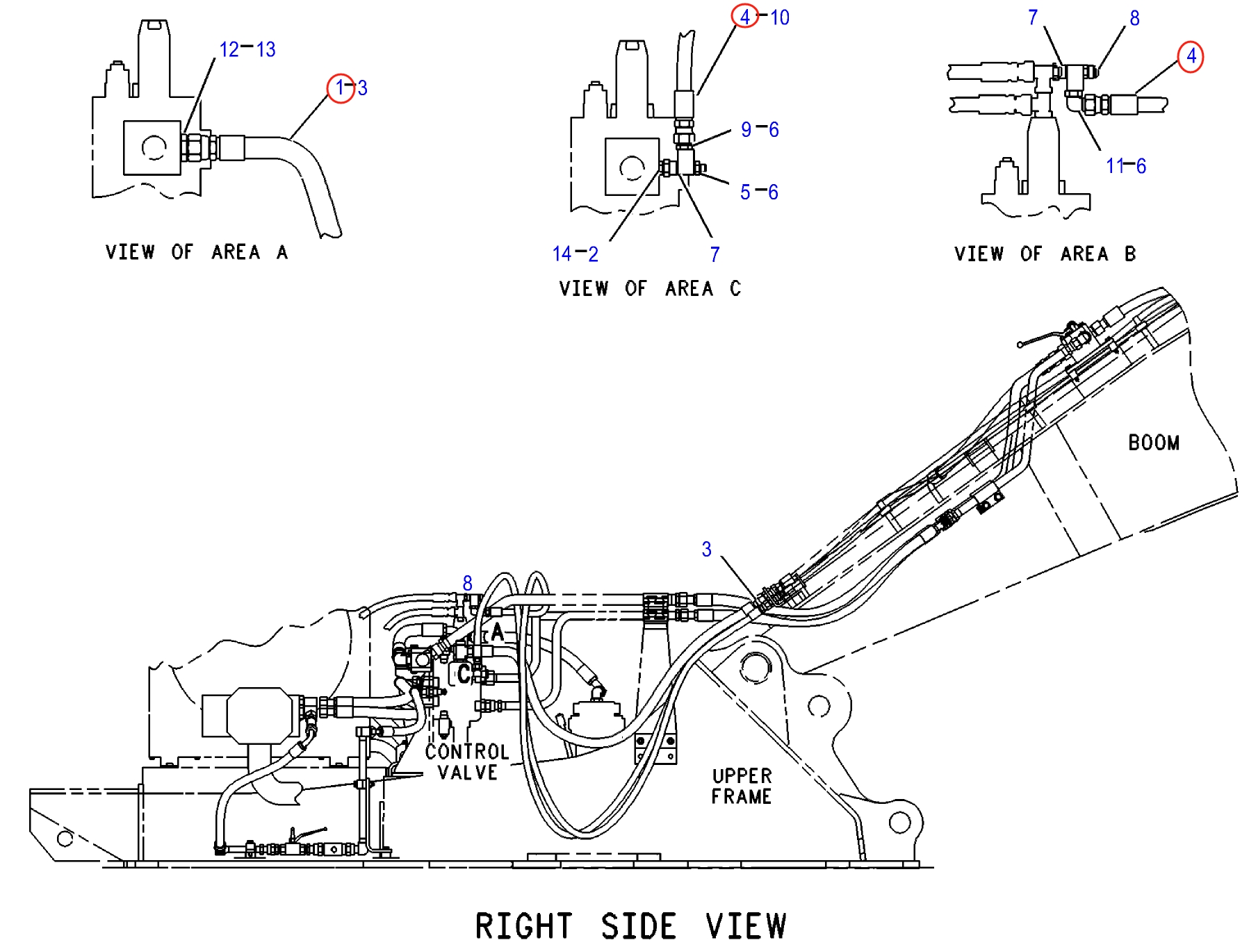 Caterpillar CAT®315-A installation diagram showing hydraulic hose 137-6451 at Pipe No. 4