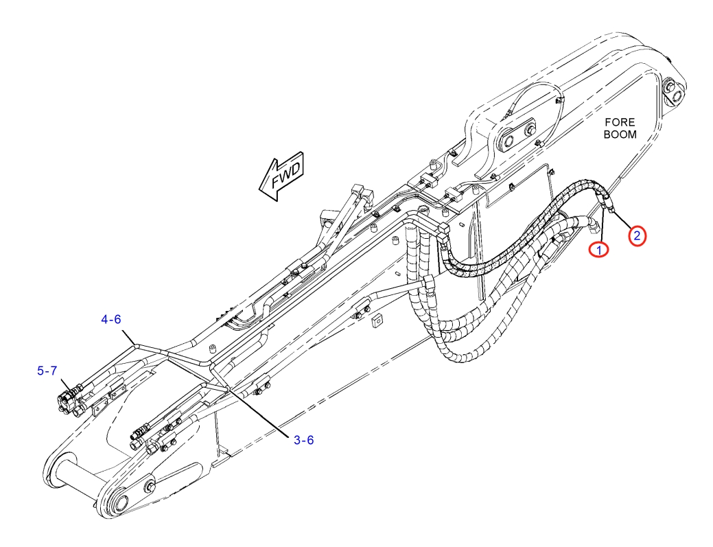 Caterpillar CAT®316F installation diagram showing hydraulic hose 371-0139 at Pipe No. 1