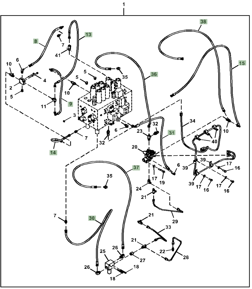 Hitachi ZX210-5N installation diagram showing hydraulic hose 4648918 at Pipe No. 9